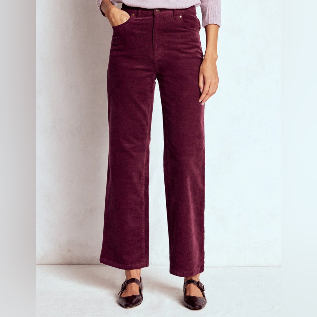 Boden 5-Pocket Cord Column Jeans Corduroy In Burgundy Size 4